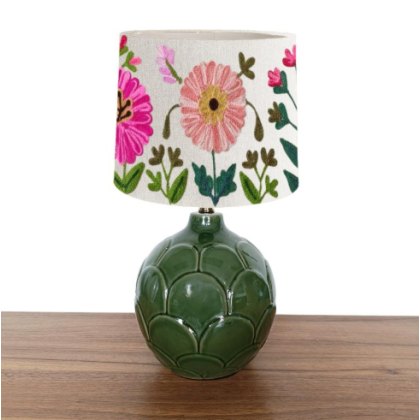 Aquarelle Home Lotus Ceramic Moss Base with Ensley Mini Shade Aquarelle Home Lotus Ceramic Moss Base with Ensley Mini Shade