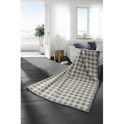 Biederlack Block Check Blue Throw