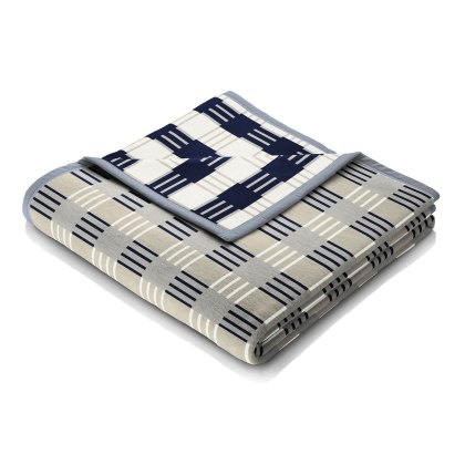 Biederlack Block Check Blue Throw