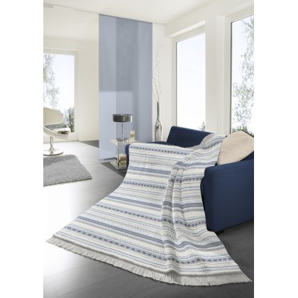 Biederlack Kian Stripe Blue Throw
