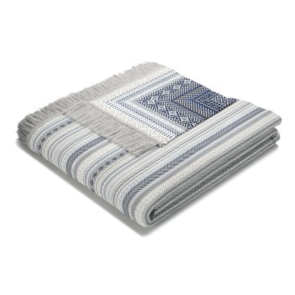 Biederlack Kian Stripe Blue Throw