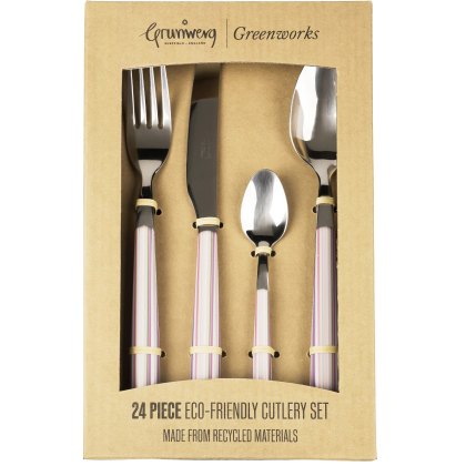 Greenworks 24 Piece Cutlery Set Pastel Stripe Greenworks 24 Piece Cutlery Set Pastel Stripe