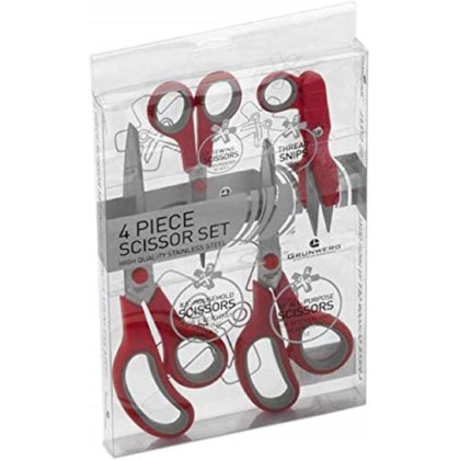 Greenworks 4 Piece Scissor Set Red/Grey