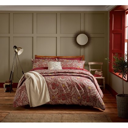 Morris & Co Larkspur Crimson Red Duvet Cover Set Morris & Co Larkspur Crimson Red Duvet Cover Set