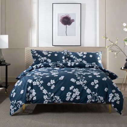 The Lyndon Company Petite Fleure Duvet Cover Set Blue The Lyndon Company Petite Fleure Duvet Cover Set Blue