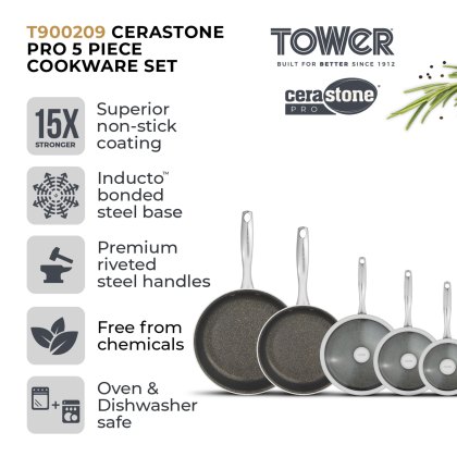 Tower Cerastone Pro 5 Piece Cookware Set