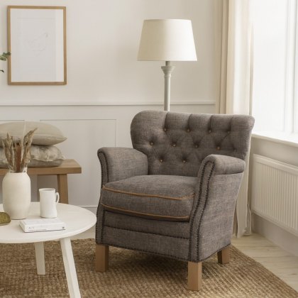 Dean Button Back Chair in Harrington Tweed