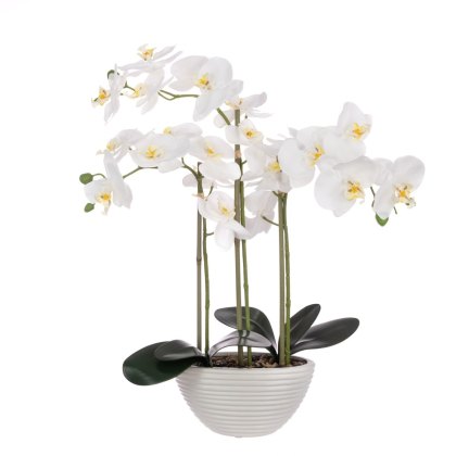 Floralsilk 3 White Orchids in a Pot 64cm
