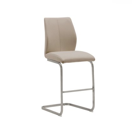 Irma Brushed Steel Counter Stool in Taupe