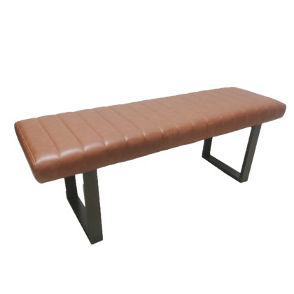 Fusion Oak 180cm Retro Stitch Upholstered Dining Bench in Tan Fusion Oak 180cm Retro Stitch Upholstered Dining Bench in Tan