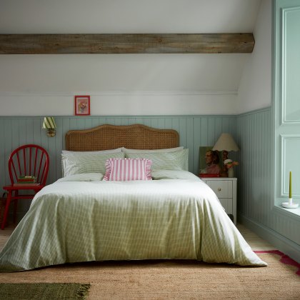 Helena Springfield Gingham Print Green Duvet Cover Set