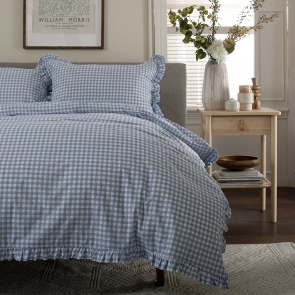 The Lyndon Company Gingham Frilled Fog Duvet Set