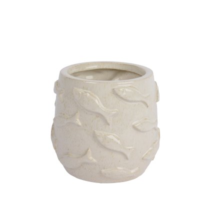 Kaemingk Fishes Glazed Planter