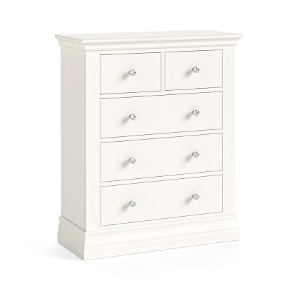 Burgundy Off White 2 Over 3 Drawer Chest