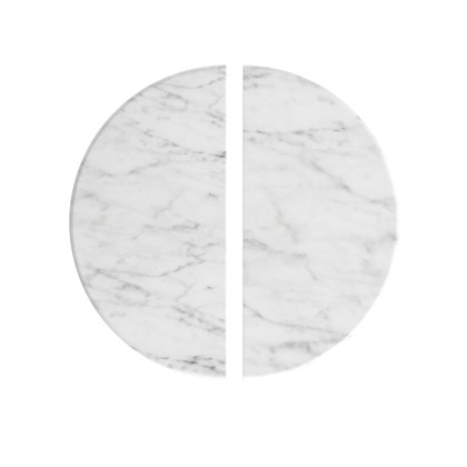 Portobello Half Moon Nest Of Tables With Travertine Tops