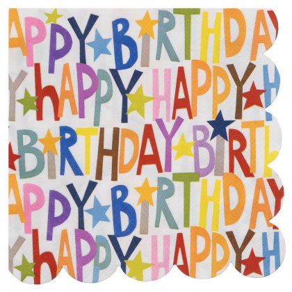 Glick Happy Birthday Scallop Edge Paper Napkins 20pk Glick Happy Birthday Scallop Edge Paper Napkins 20pk