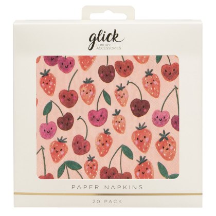 Glick Cherry Strawbs Paper Napkins 20pk Glick Cherry Strawbs Paper Napkins 20pk