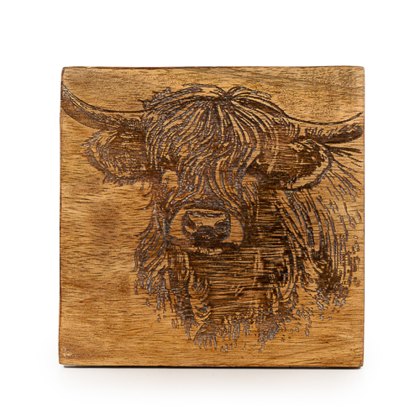 Candlelight Highland Cow Set of 4 Coasters Candlelight Highland Cow Set of 4 Coasters