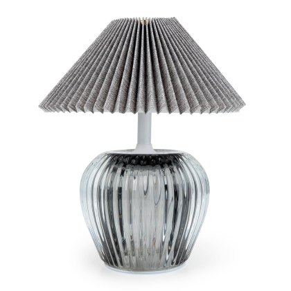 Candlelight Ridged Glass Battery Led Lamp Grey