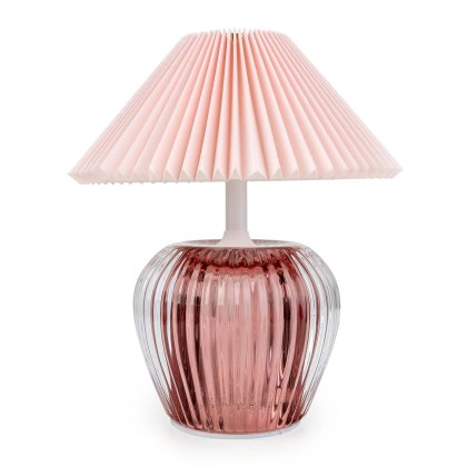Candlelight Ridged Glass Battery Led Lamp Pink