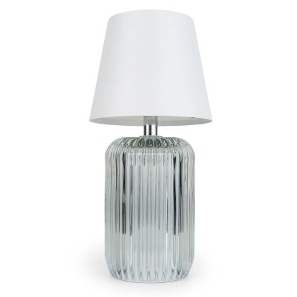 Candlelight Ridged Glass Battery LED Lamp Clear