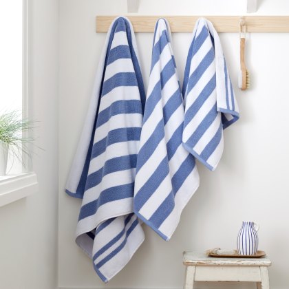 Bianca Reversible Stripe Blue Towels