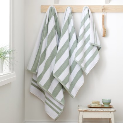 Bianca Reversible Stripe Sage Towels