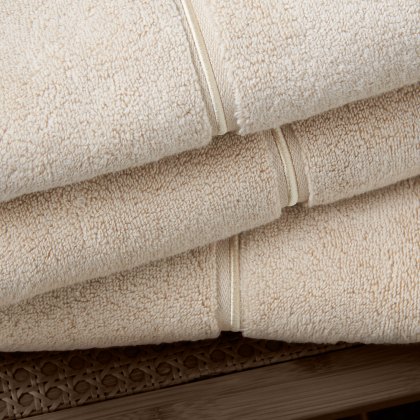 Bianca Satin Stitch Zero Twist Natural Towels