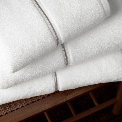 Bianca Satin Stitch Zero Twist White Towels
