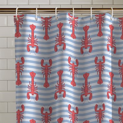Catherine Lansfield Lobster Red Shower Curtain Catherine Lansfield Lobster Red Shower Curtain