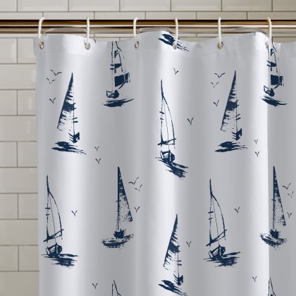 Catherine Lansfield Salcombe Boats White Shower Curtain Catherine Lansfield Salcombe Boats White Shower Curtain