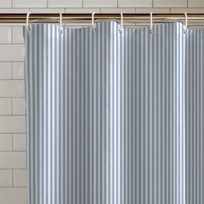 Catherine Lansfield Timeless Stripe Blue Shower Curtain Catherine Lansfield Timeless Stripe Blue Shower Curtain