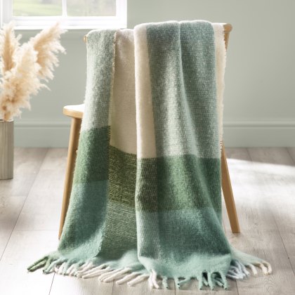 Catherine Lansfield Faux Mohair Check Green Throw Catherine Lansfield Faux Mohair Check Green Throw
