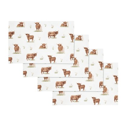 Catherine Lansfield Angus Highland Cow Natural Placemats 4 Pack Catherine Lansfield Angus Highland Cow Natural Placemats 4 Pack