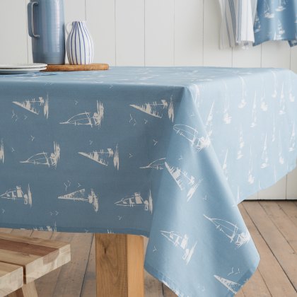 Catherine Lansfield Salcombe Boats Blue Table Cloths Catherine Lansfield Salcombe Boats Blue Table Cloths