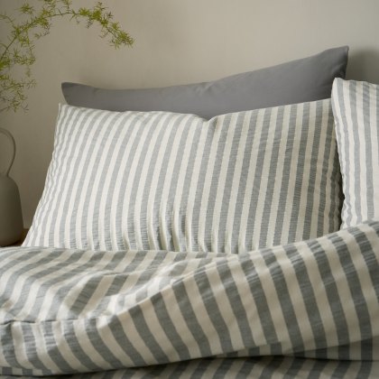 Pineapple Elephant Woven Stripe Grey Duvet Cover Set