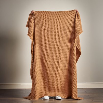 Pineapple Elephant Jaipur Waffle Caramel Throw