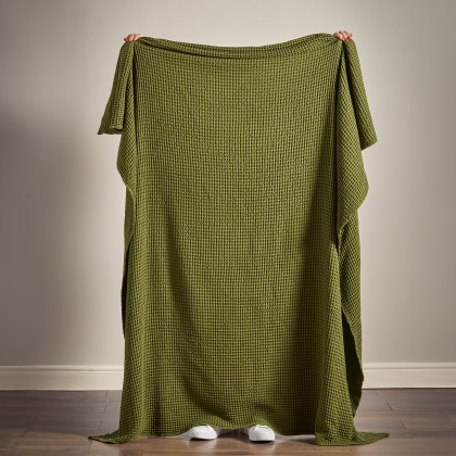 Pineapple Elephant Jaipur Waffle Olive Throw