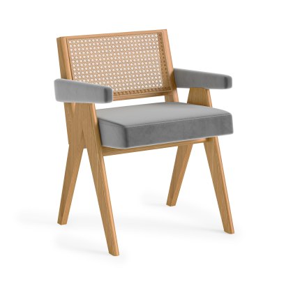 Aria Accent Chair in Grey Velvet