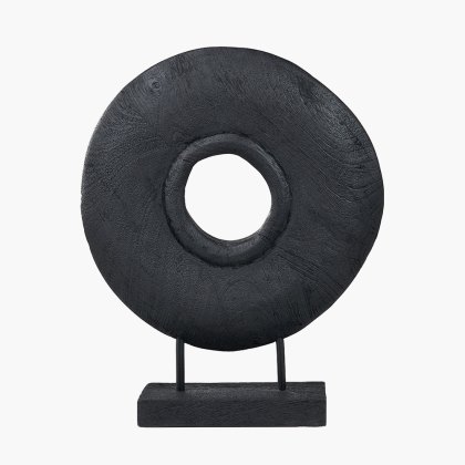 Pacific Black Handcarved Mango Wood Circular Ornament