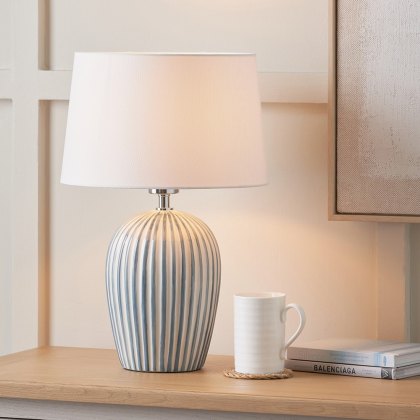 Pacific Cannes Blue And White Stripe Ceramic Table Lamp