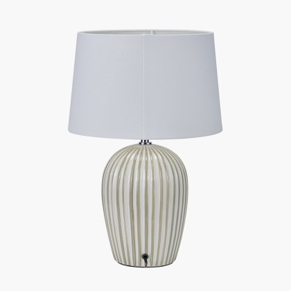 Pacific Cannes Sage And White Stripe Ceramic Table Lamp