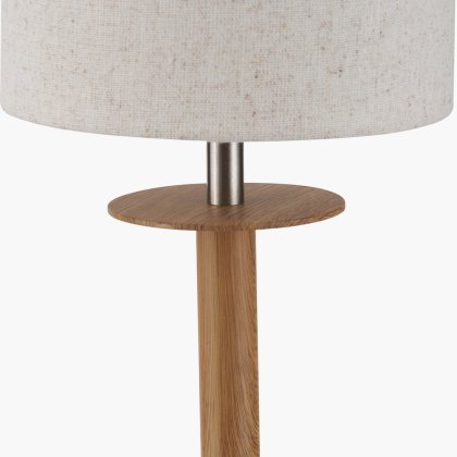 Pacific Bonham Natural Wood Veneer & Silver Metal Table Lamp