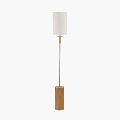 Pacific Bonham Natural Wood Veneer And Silver Metal Floor Lamp