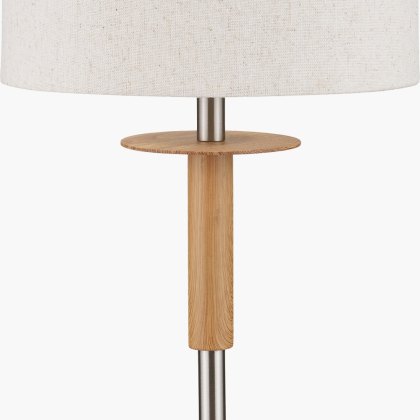 Pacific Bonham Natural Wood Veneer And Silver Metal Floor Lamp