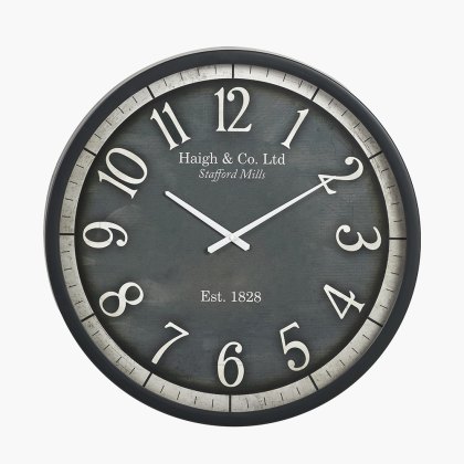 Pacific Black Wood Effect Black Faced Round Wall Clock