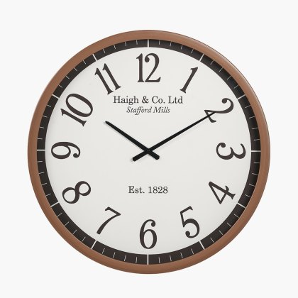 Pacific Dark Wood Effect White Faced Round Wall Clock