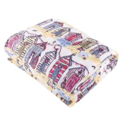 Wylder Beach Huts Fleece Throw Multi