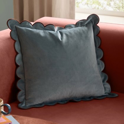 Furn Lil Scallop Cushion Blue/Brown