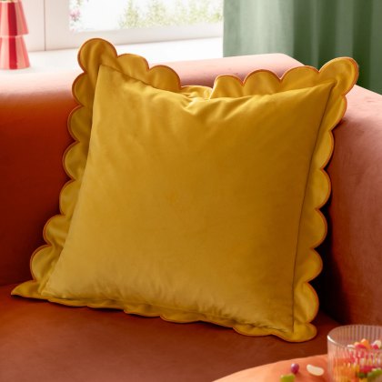 Furn Lil Scallop Cushion Lemon/Ginger